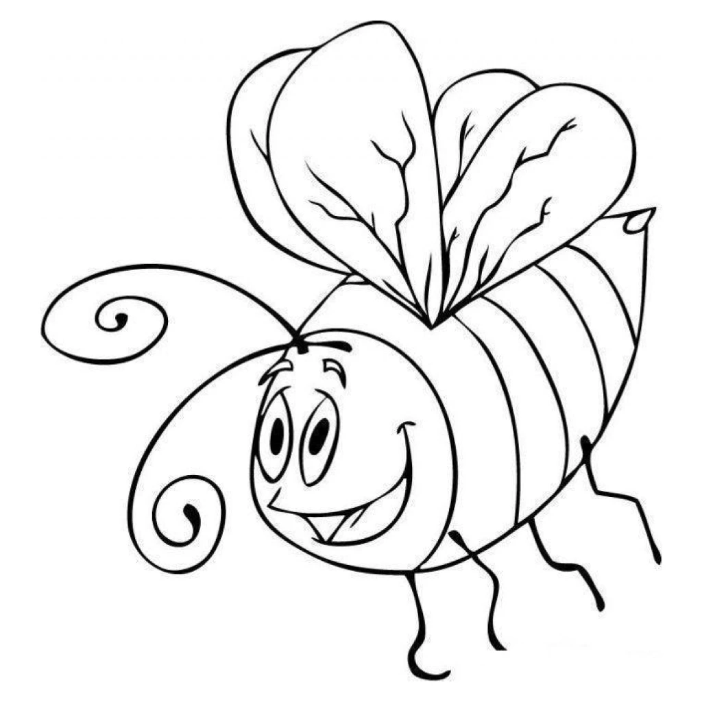 Desenho de Abelha Feliz para colorir e imprimir grátis