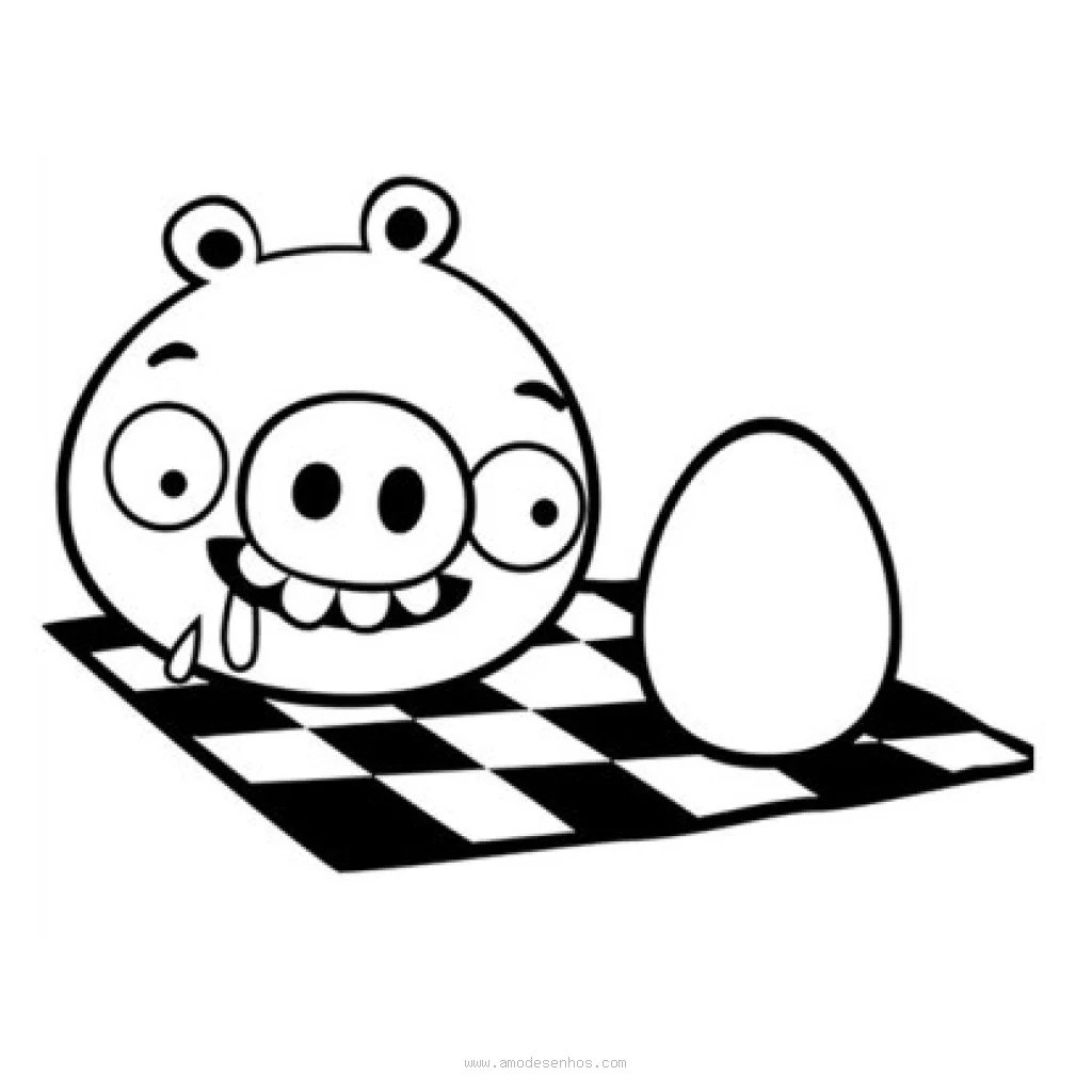 Desenho de Angry Birds no tabuleiro de damas para colorir e imprimir grátis