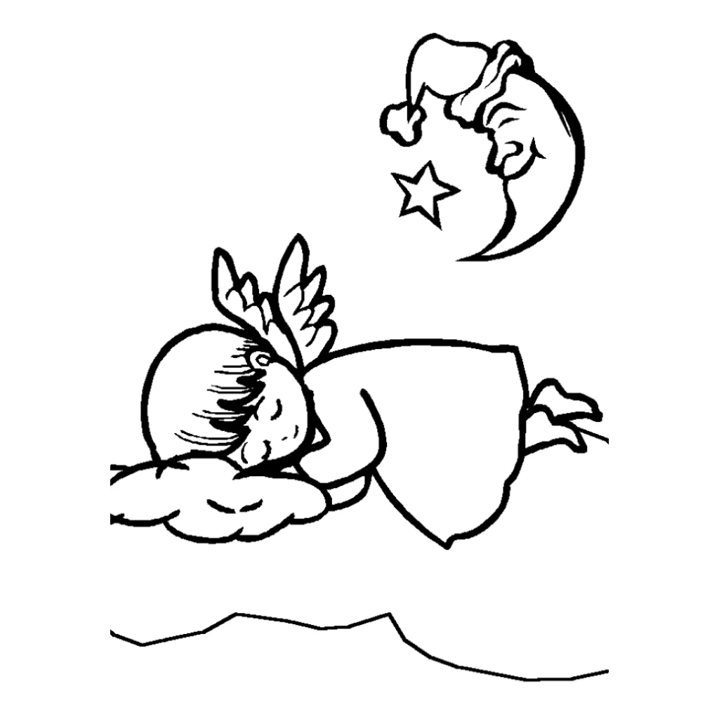 Desenho de Anjo Dormindo para colorir e imprimir grátis