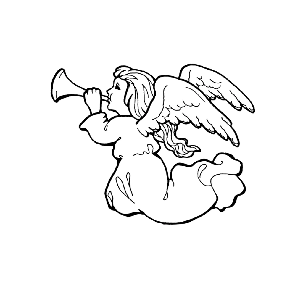 Desenho de Anjo Tocando Trombeta para colorir e imprimir grátis
