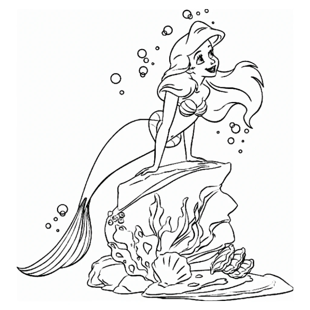 Ariel The Little Mermaid coloring page to print for free