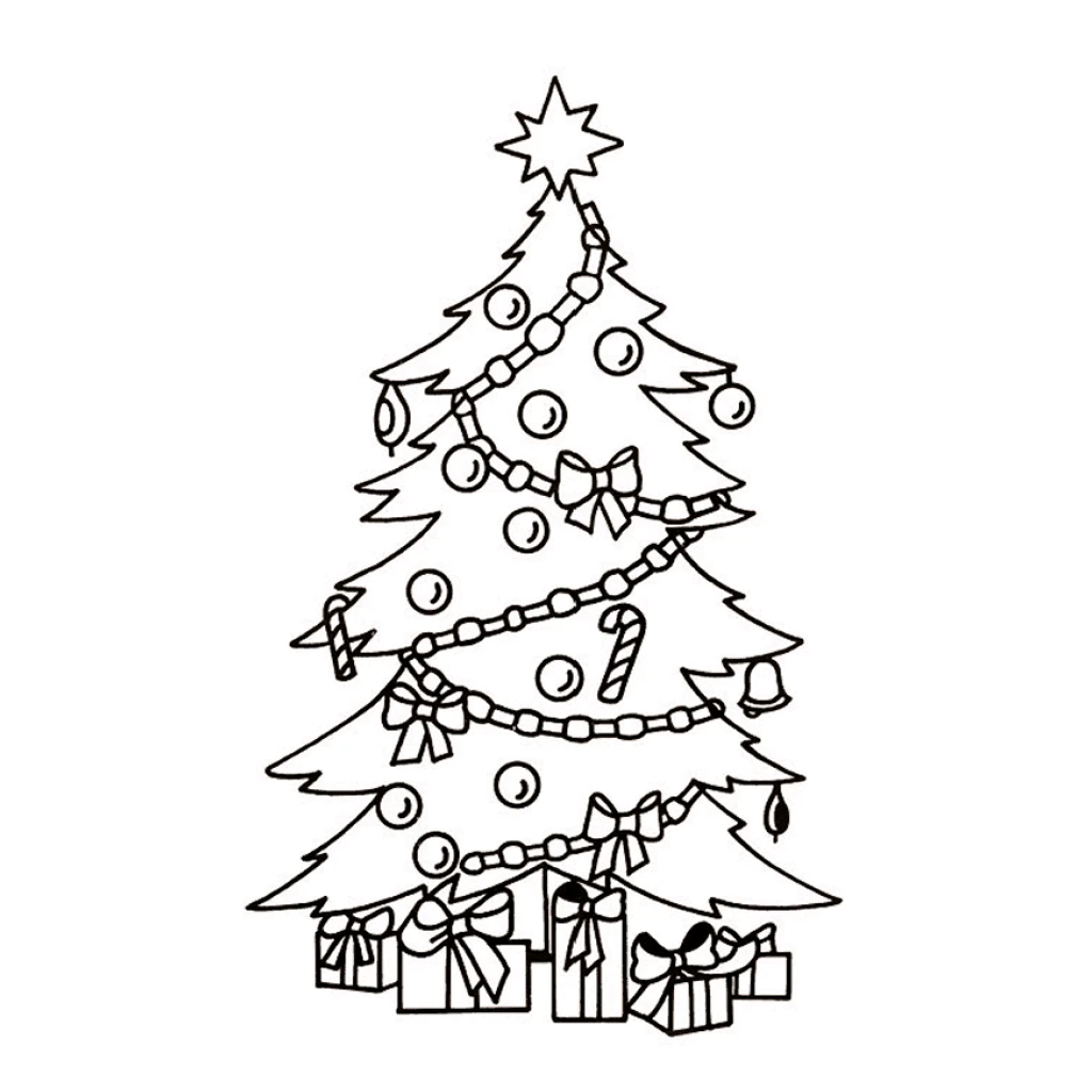Desenho de Árvore De Natal Decorada para colorir e imprimir grátis