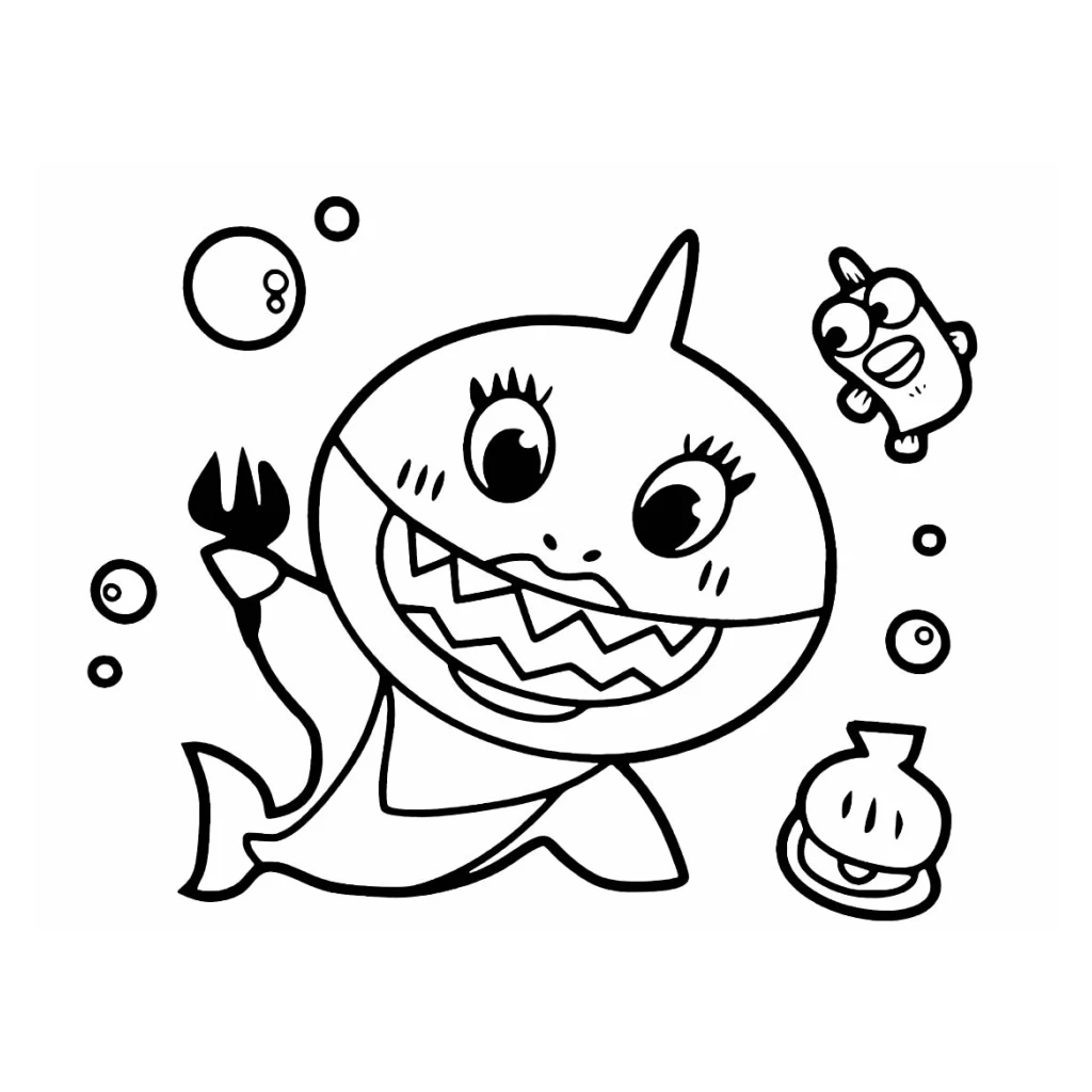 Desenho de Tubarão Baby Shark para colorir e imprimir grátis