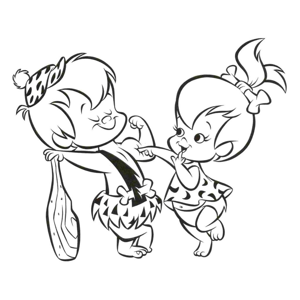Bam Bam and Pebbles coloring page to print for free