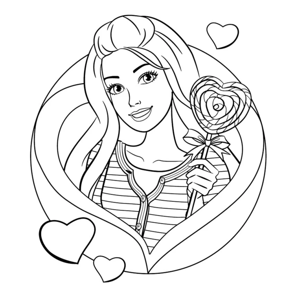 Desenho de Barbie apaixonada para colorir e imprimir grátis