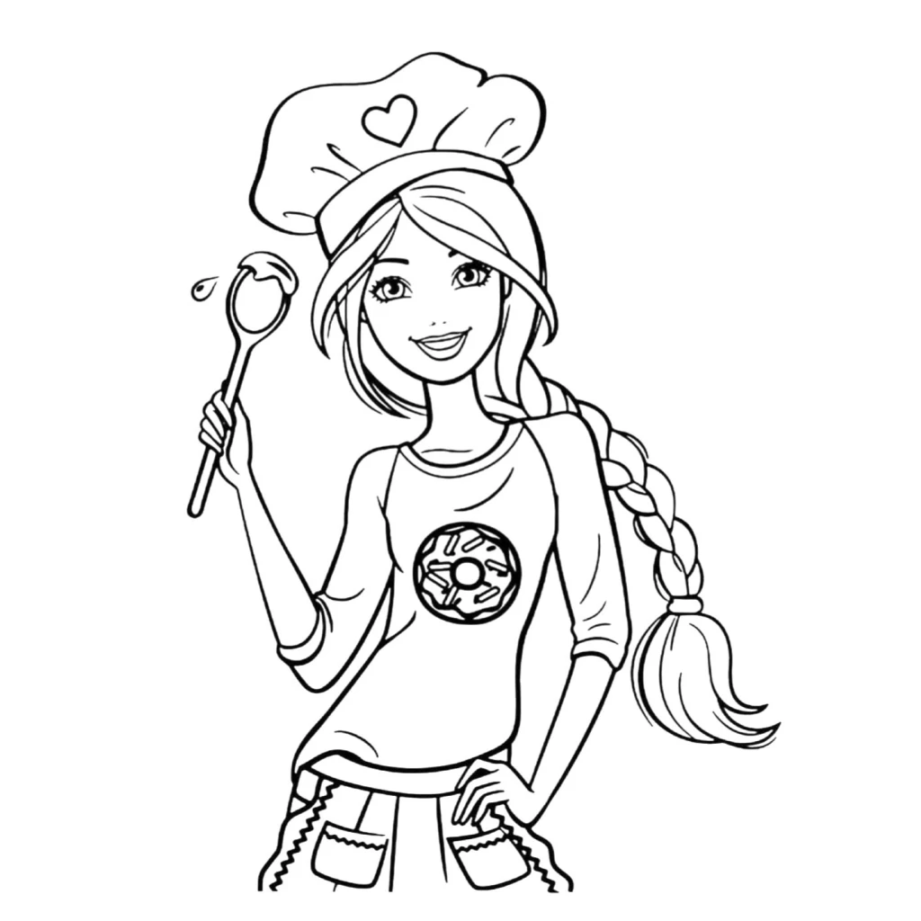 Desenho de Barbie Cozinheira para colorir e imprimir grátis