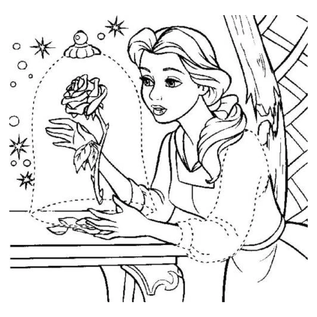 Desenho de Bela E A Fera para colorir e imprimir grátis