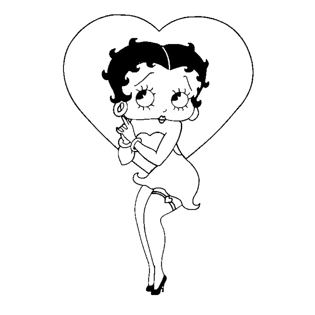 Desenho de Betty Boop Em Coração para colorir e imprimir grátis