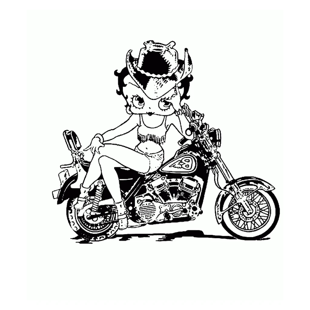 Desenho de Betty Boop Na Moto para colorir e imprimir grátis