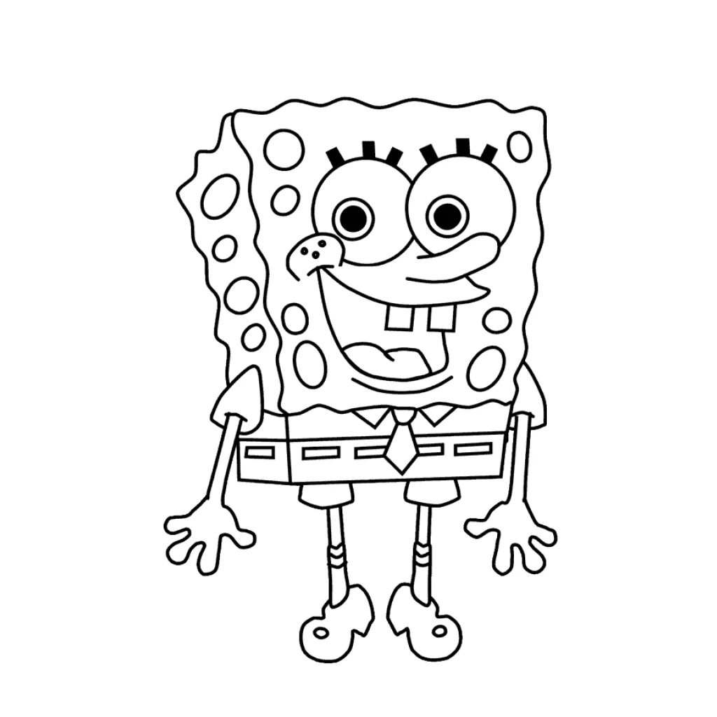 Desenho de Bob esponja alegre para colorir e imprimir grátis