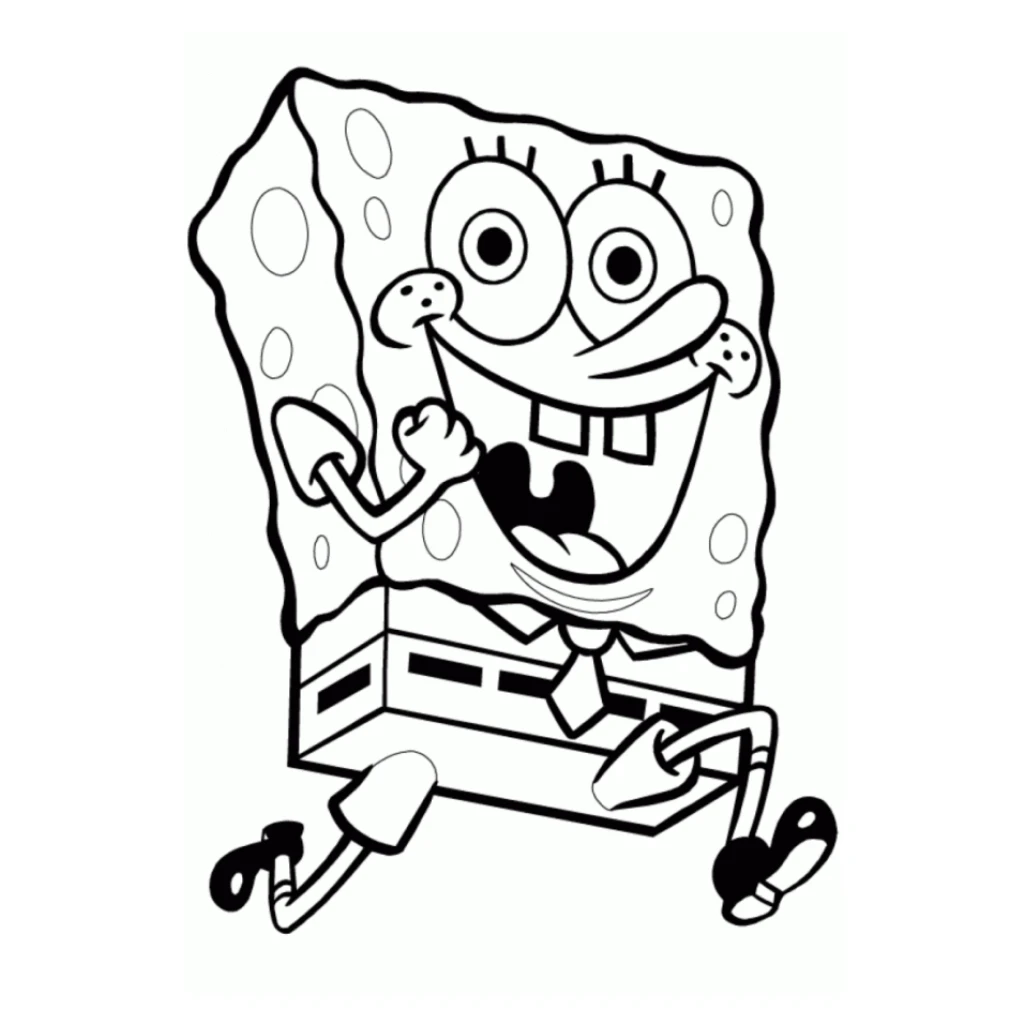 SpongeBob running coloring page to print for free