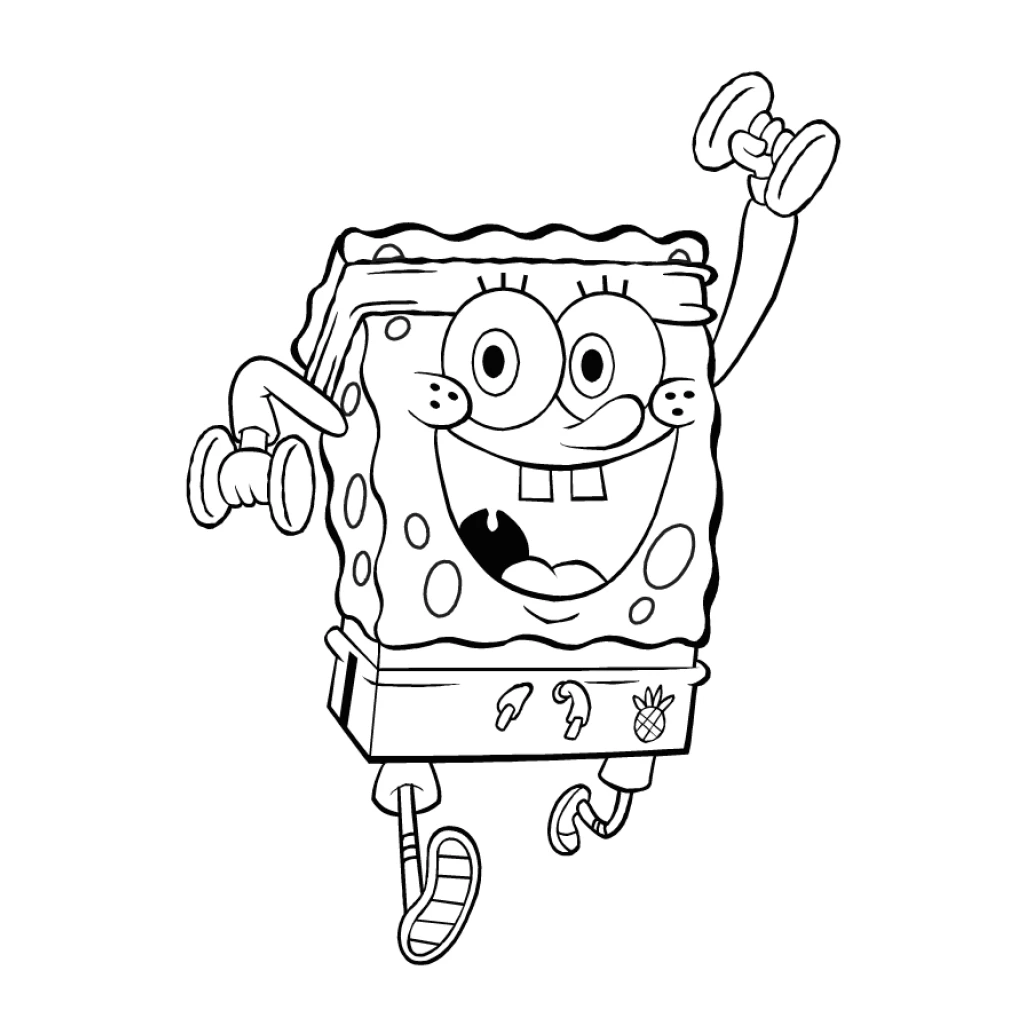 Desenho de Bob Esponja fazendo exercícios para colorir e imprimir grátis