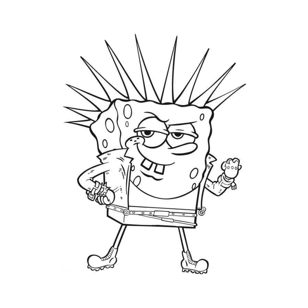 Desenho de Bob Esponja Punk para colorir e imprimir grátis