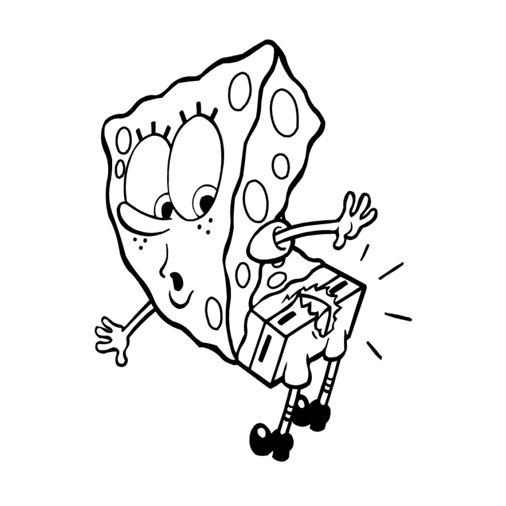 Desenho de Bob esponja surpreso para colorir e imprimir grátis