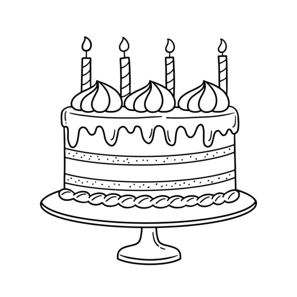 Desenho de Bolo De Aniversário para colorir e imprimir grátis