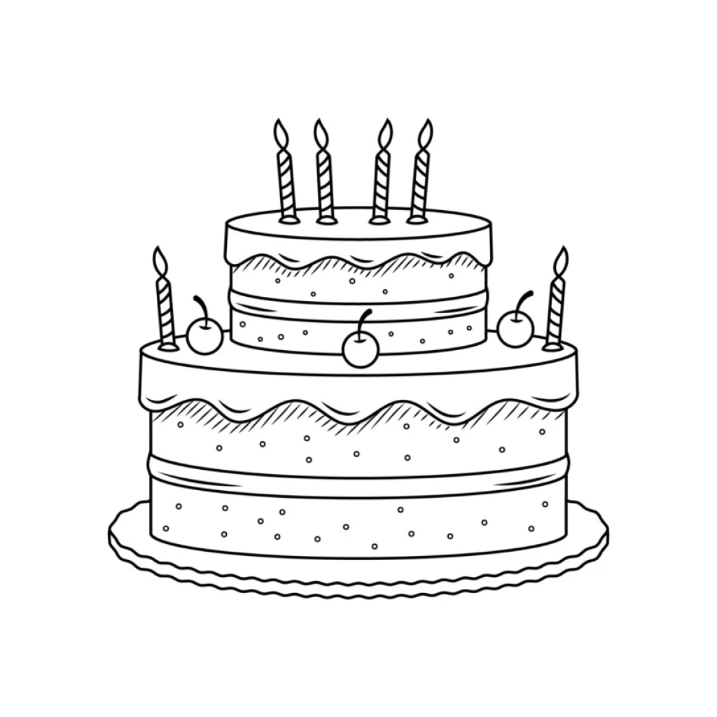 Desenho de Bolo De Aniversário para colorir e imprimir grátis