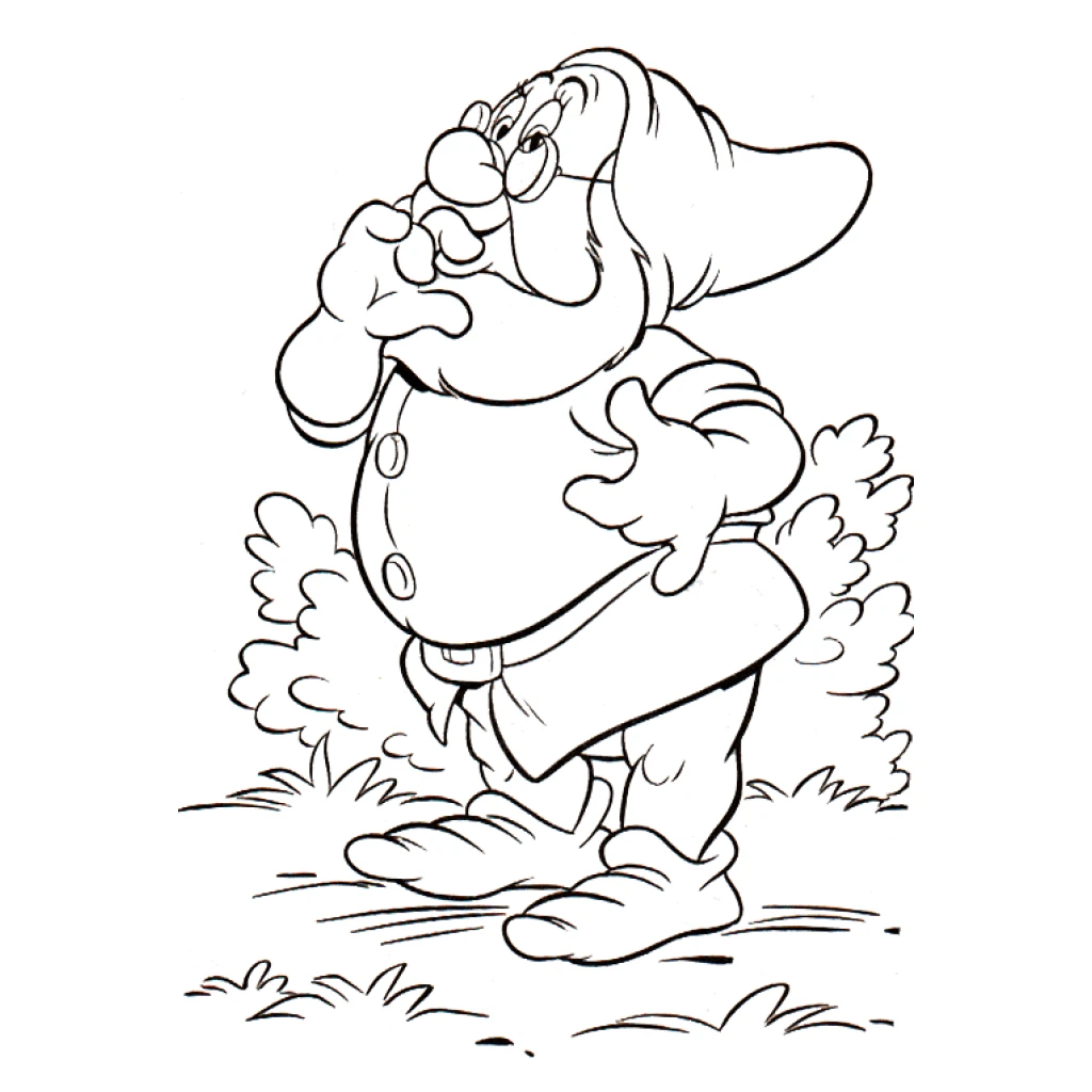 Desenho de Anão Pensativo para colorir e imprimir grátis