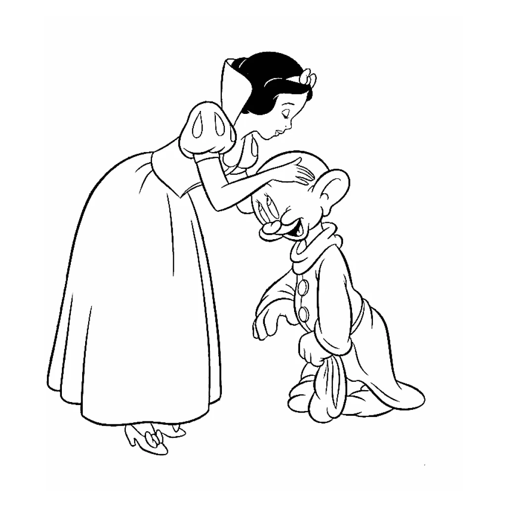Desenho de Branca De Neve E Dopey para colorir e imprimir grátis