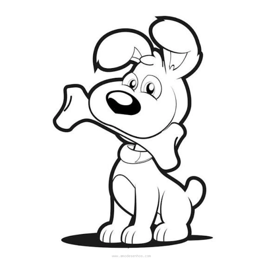Dog With Bone coloring page to print for free