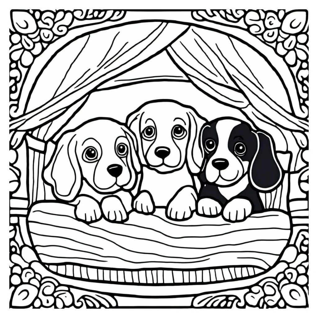 Desenho de Cachorros Fofos para colorir e imprimir grátis