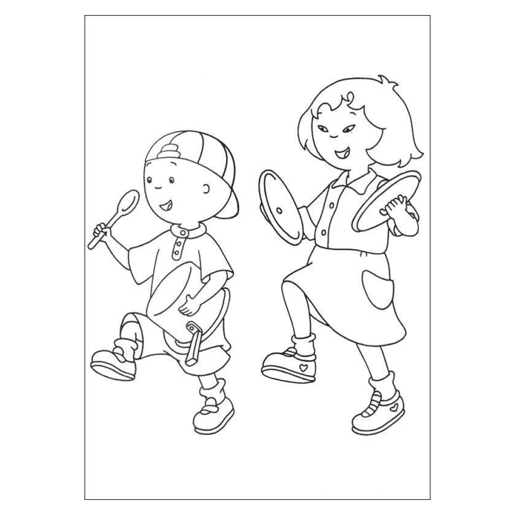 Desenho de Caillou Brincando com a irmã para colorir e imprimir grátis