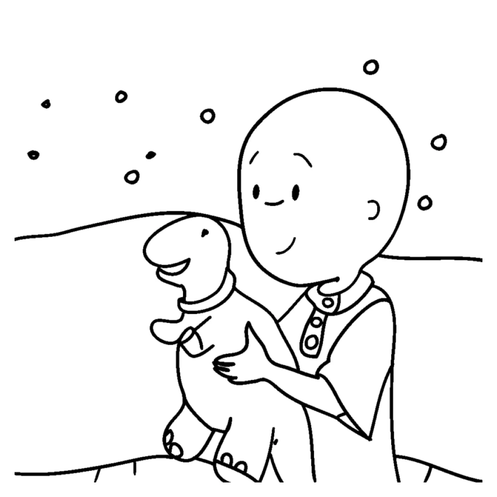 Dibujo de Caillou Y Su Perro para colorear e imprimir gratis