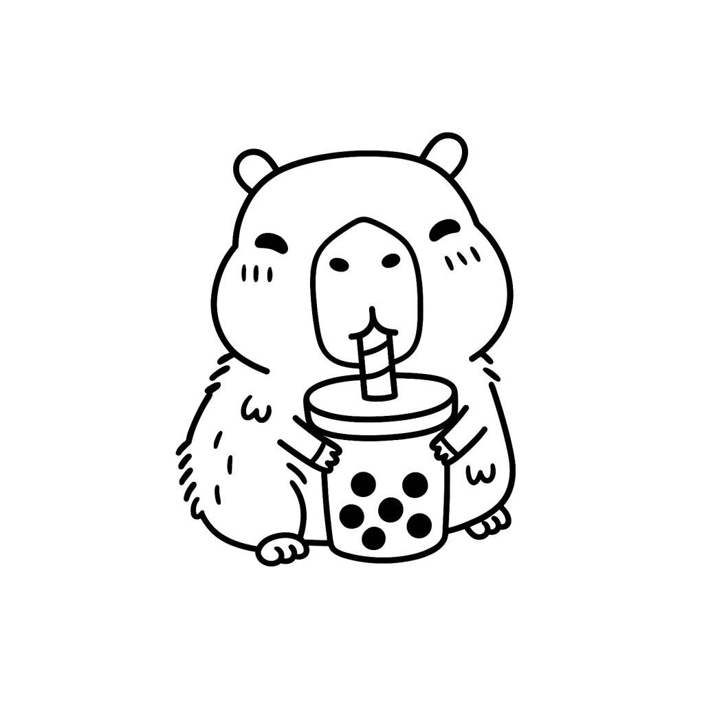 Desenho de Capivara Com Bebida para colorir e imprimir grátis