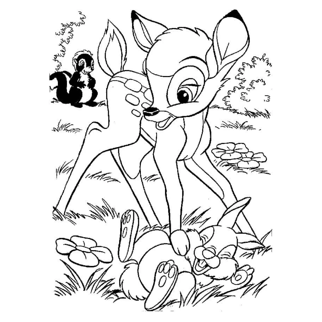 Deer and Rabbit coloring page to print for free