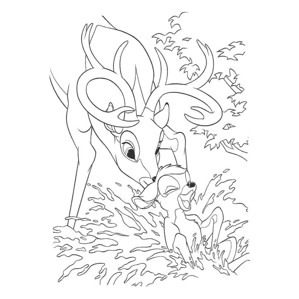 Desenho de Cervo E Filhote Na Água para colorir e imprimir grátis