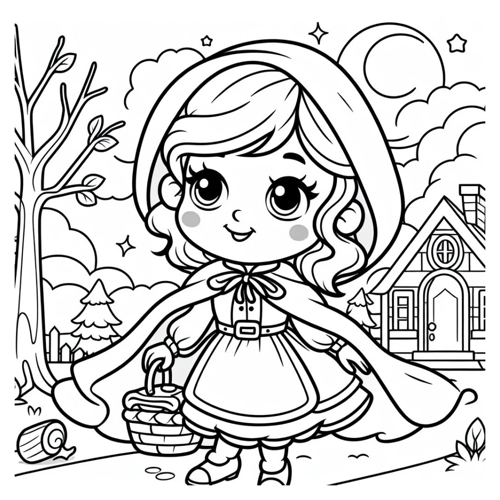 Desenho de Chapeuzinho Vermelho para colorir e imprimir grátis