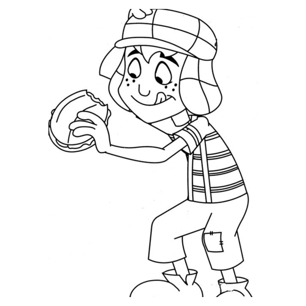 Desenho de Chaves comendo um lanche para colorir e imprimir grátis