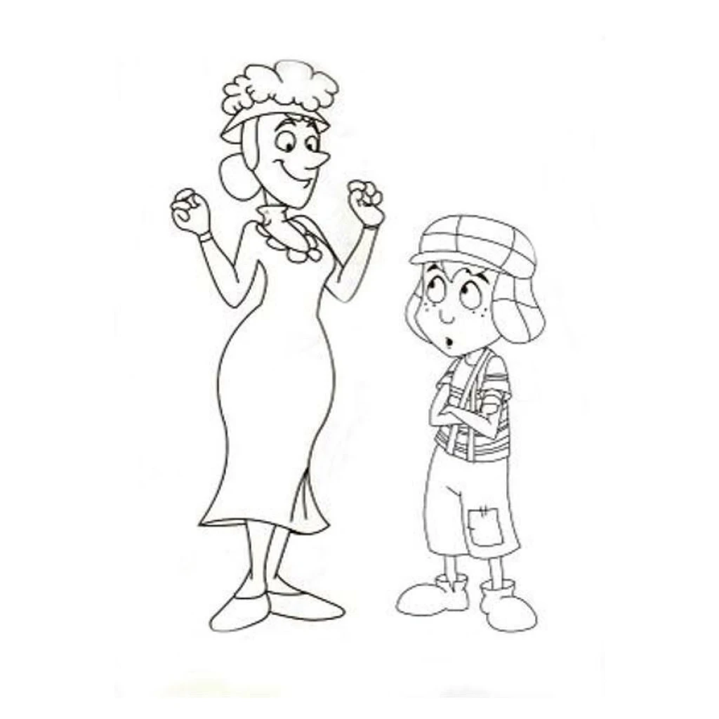 Desenho de Chaves e dona Florinda para colorir e imprimir grátis