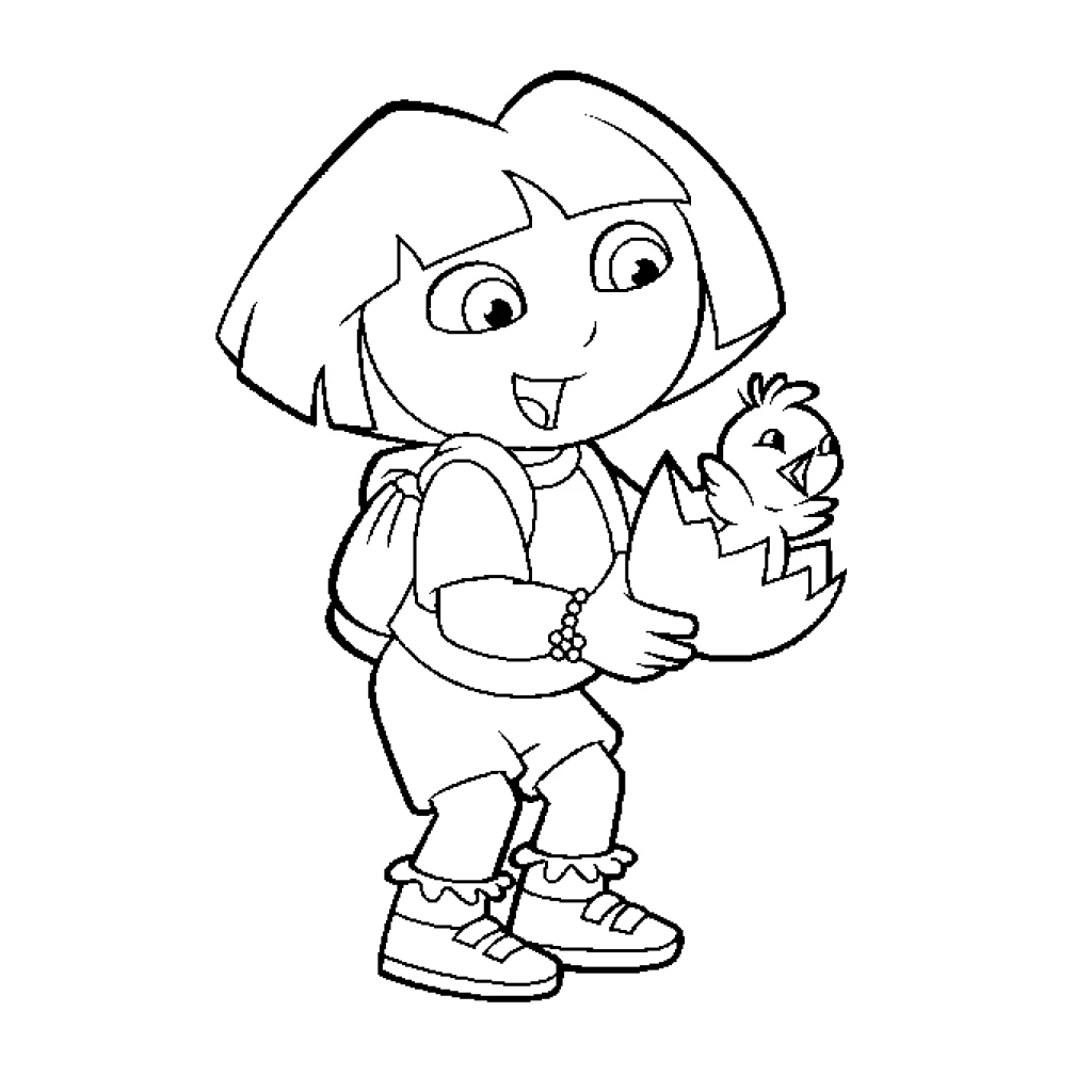 Desenho de Dora A Exploradora Com Ovo De Páscoa para colorir e imprimir grátis