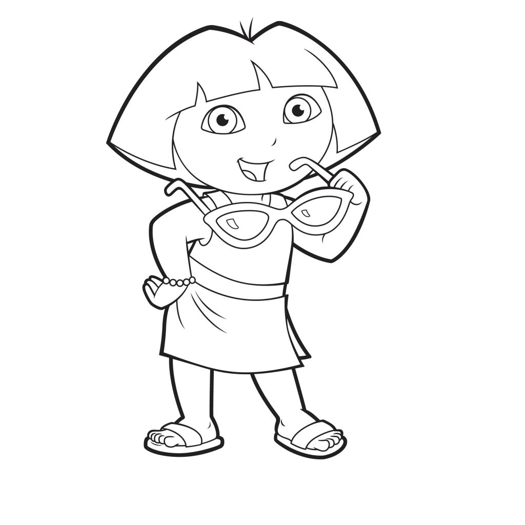 Desenho de Dora aventureira com óculos para colorir e imprimir grátis