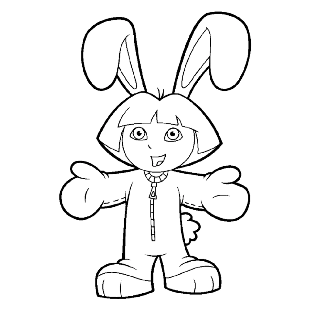 Desenho de Dora fantasiada de Coelho para colorir e imprimir grátis