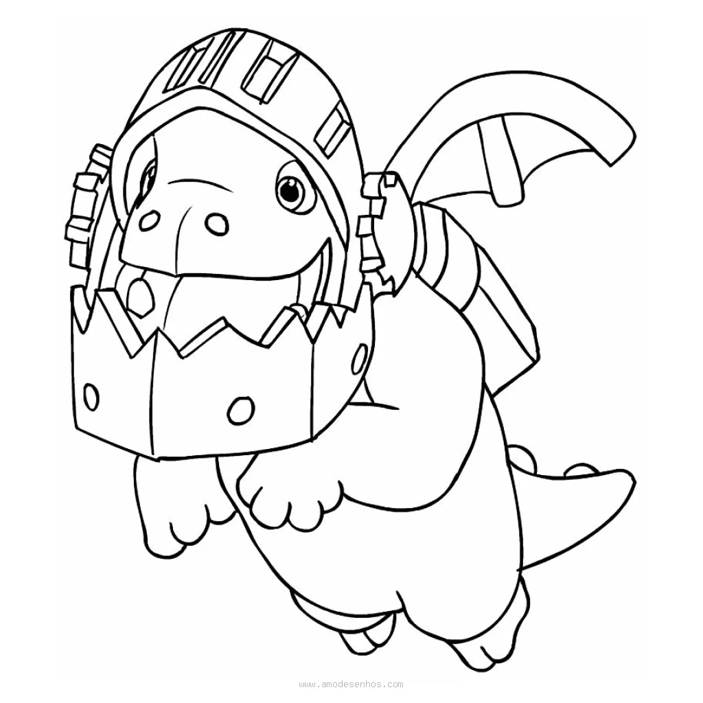 Desenho de Dragão infernal voando para colorir e imprimir grátis
