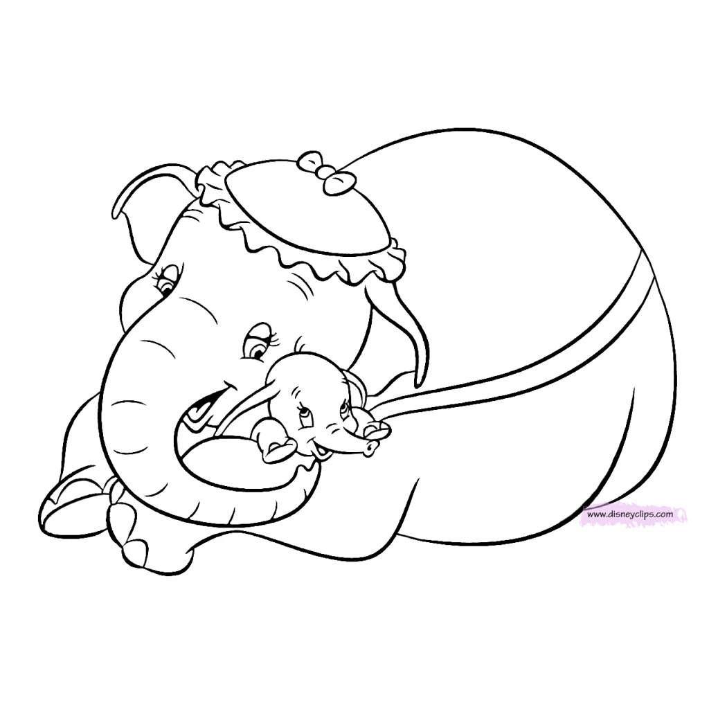 Desenho de Elefantes Mãe E Filhote para colorir e imprimir grátis