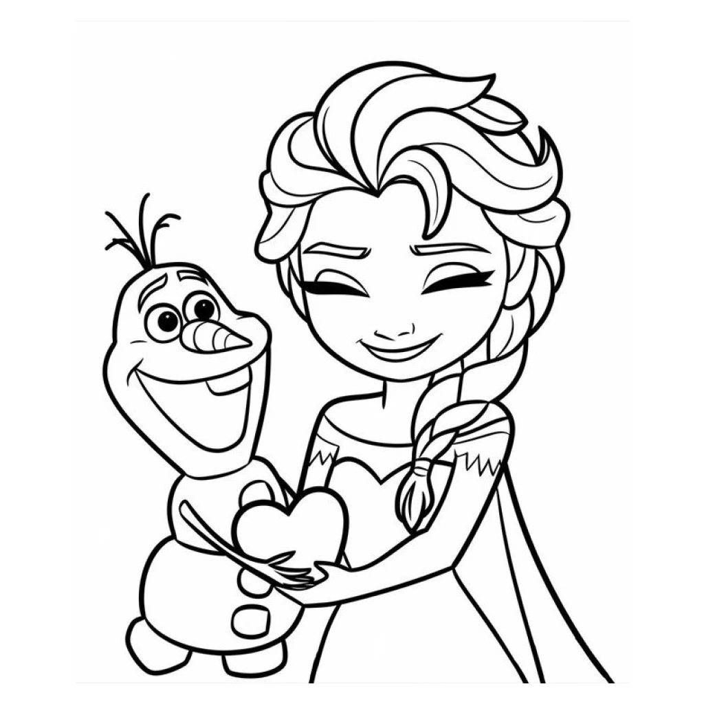 Desenho de Elsa E Olaf para colorir e imprimir grátis