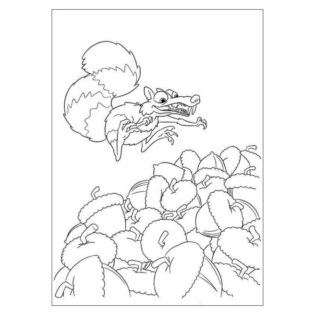 Desenho de Esquilo E Suas Nozes para colorir e imprimir grátis