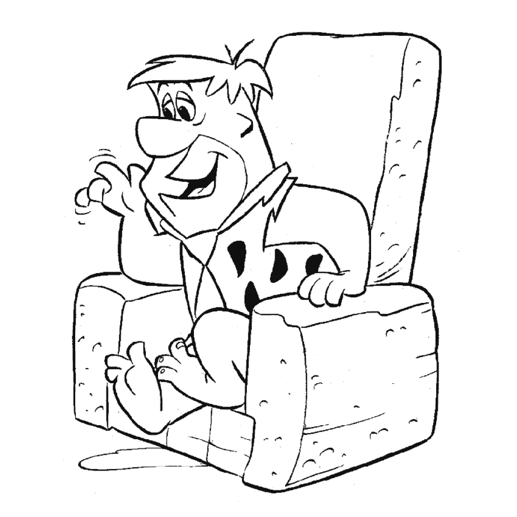 Dibujo de Fred Flintstone en el sofá para colorear e imprimir gratis