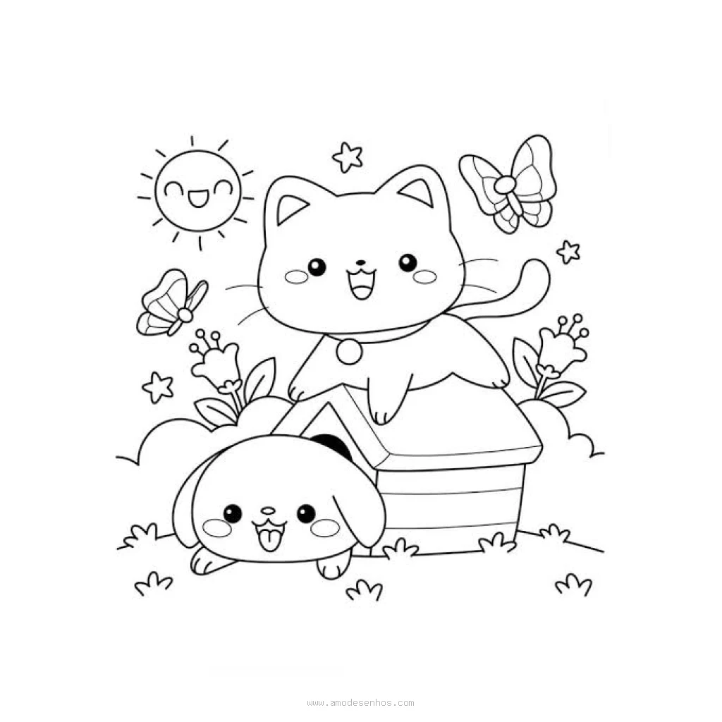Desenho de Gato Em Um Dia Ensolarado para colorir e imprimir grátis