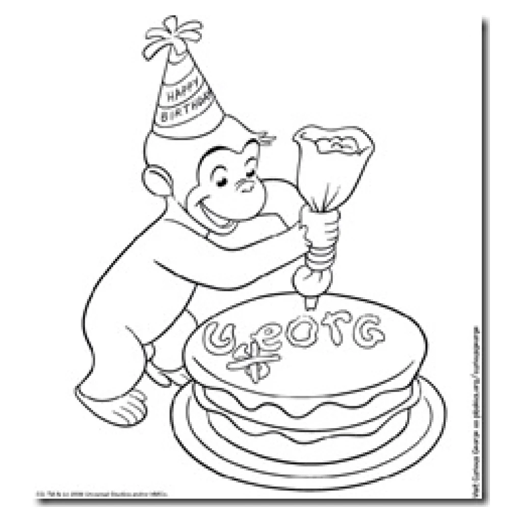 Desenho de Macaco Celebrando Aniversário para colorir e imprimir grátis