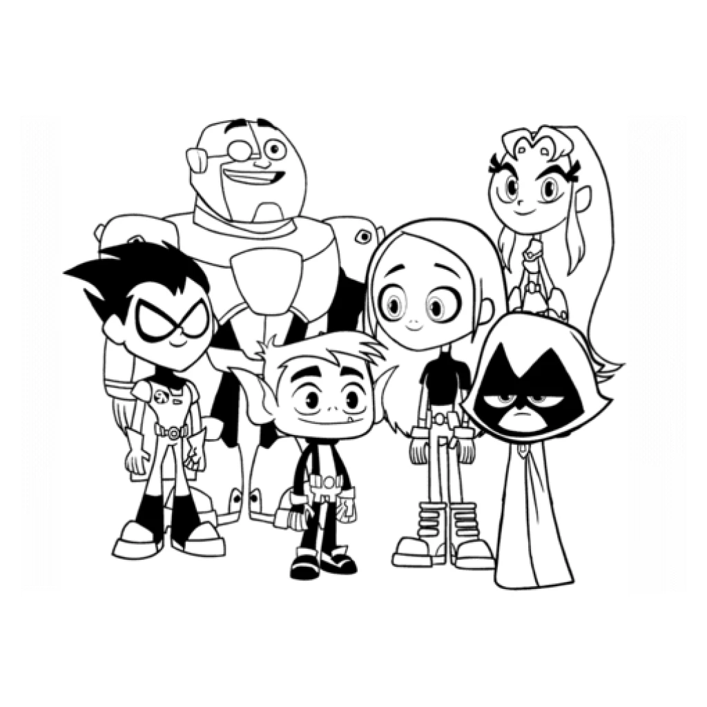 Teen Titans All Together coloring page to print for free