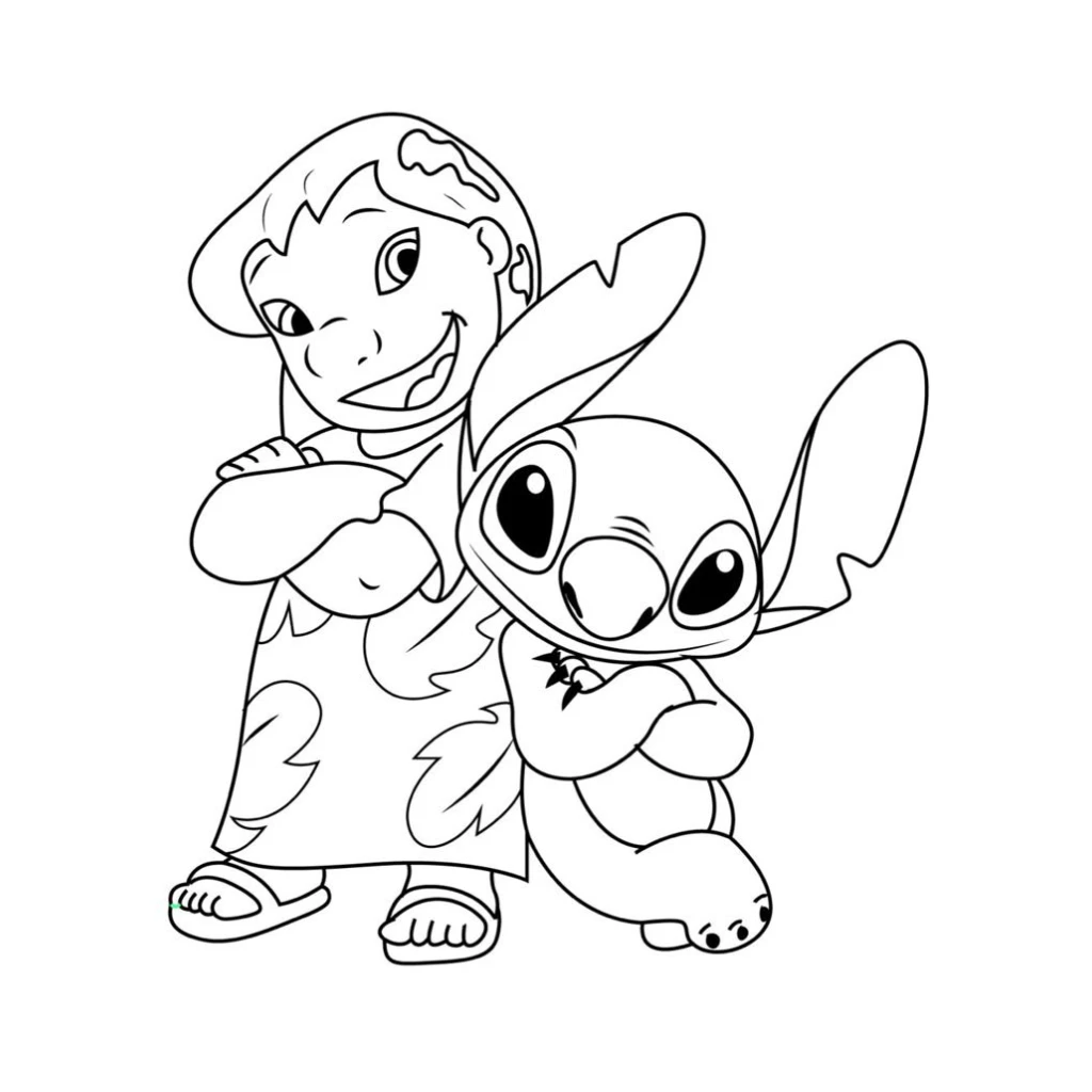 Desenho de Lilo E Stitch para colorir e imprimir grátis