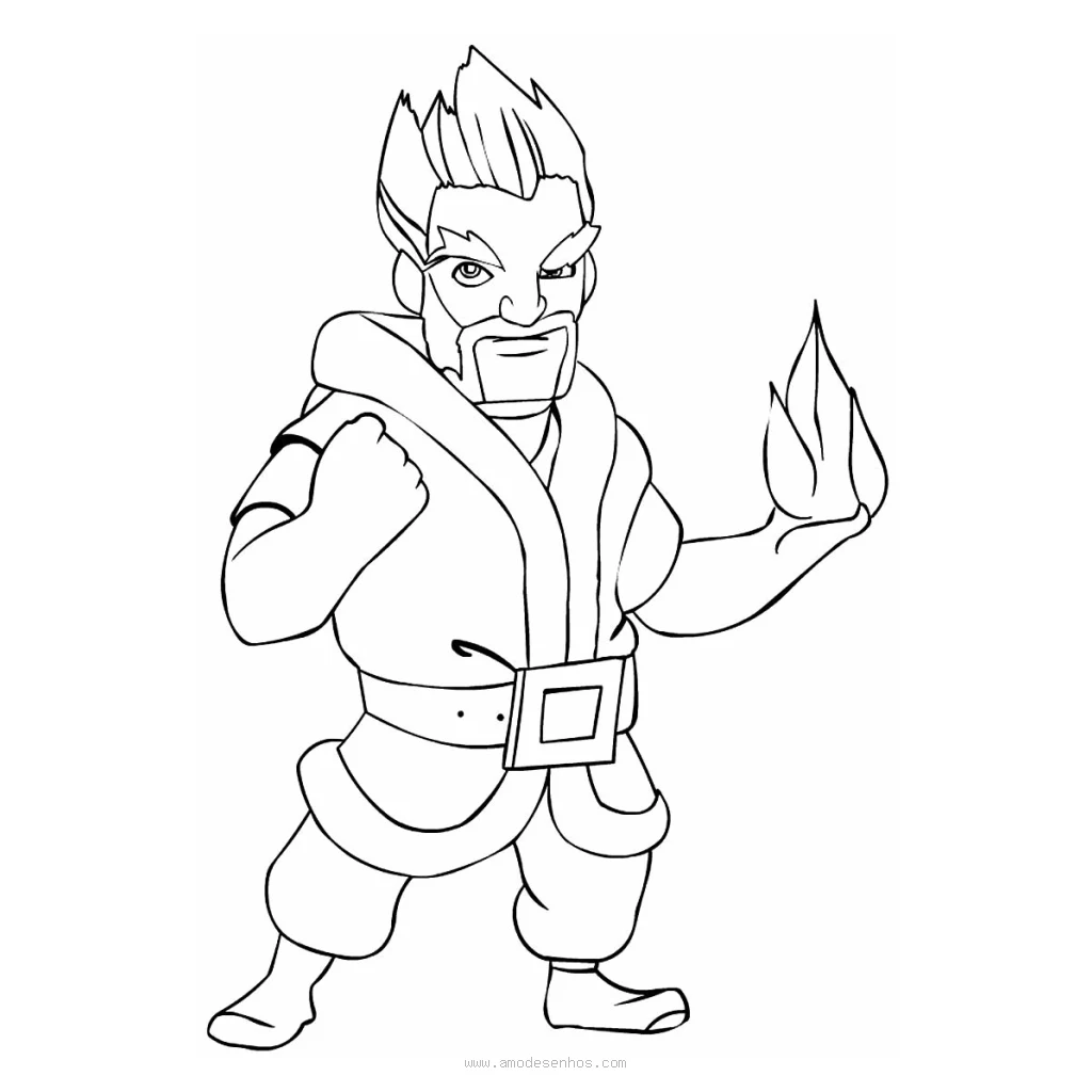 Desenho de Mago de Fogo Clash Royale para colorir e imprimir grátis