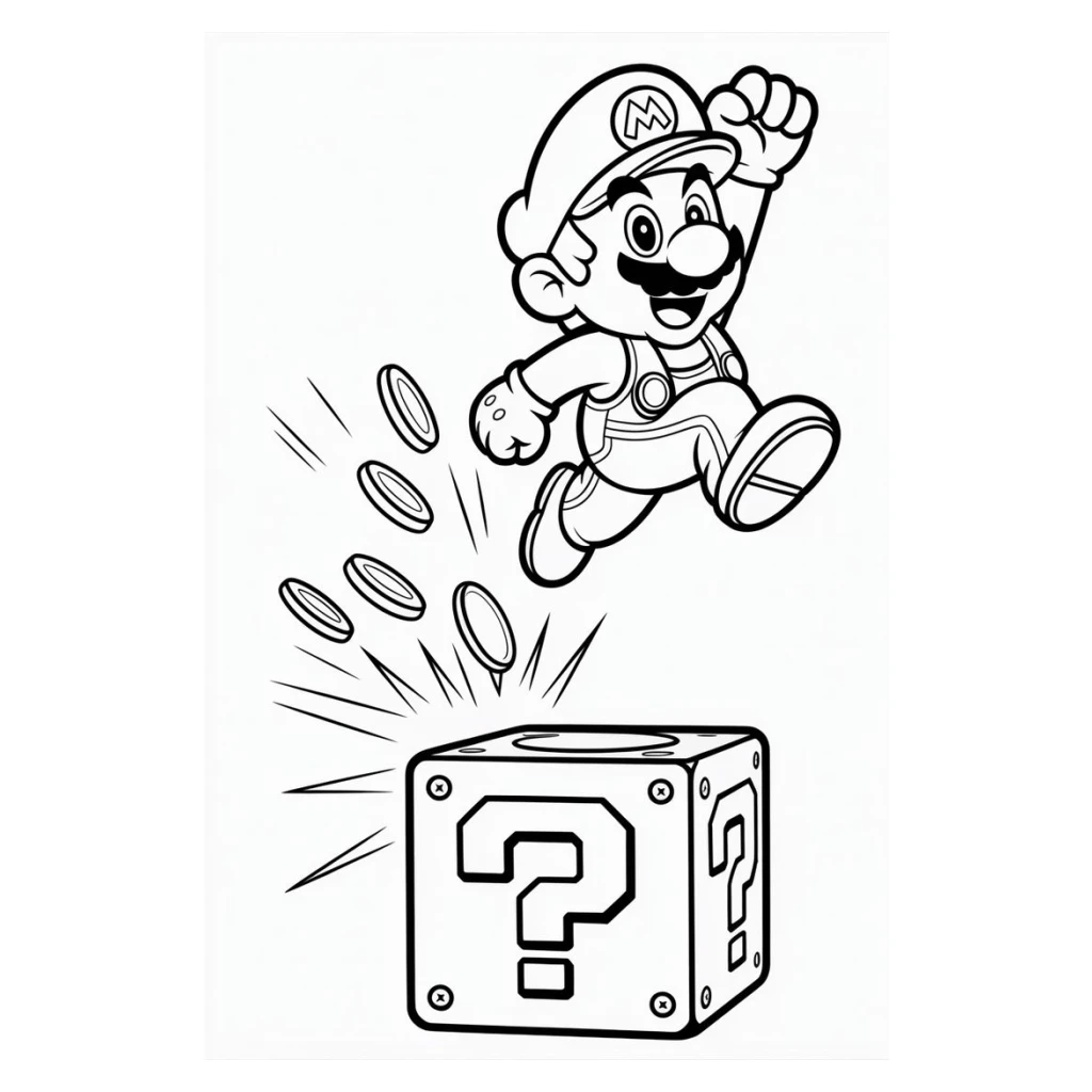 Mario Collecting Coins coloring page to print for free