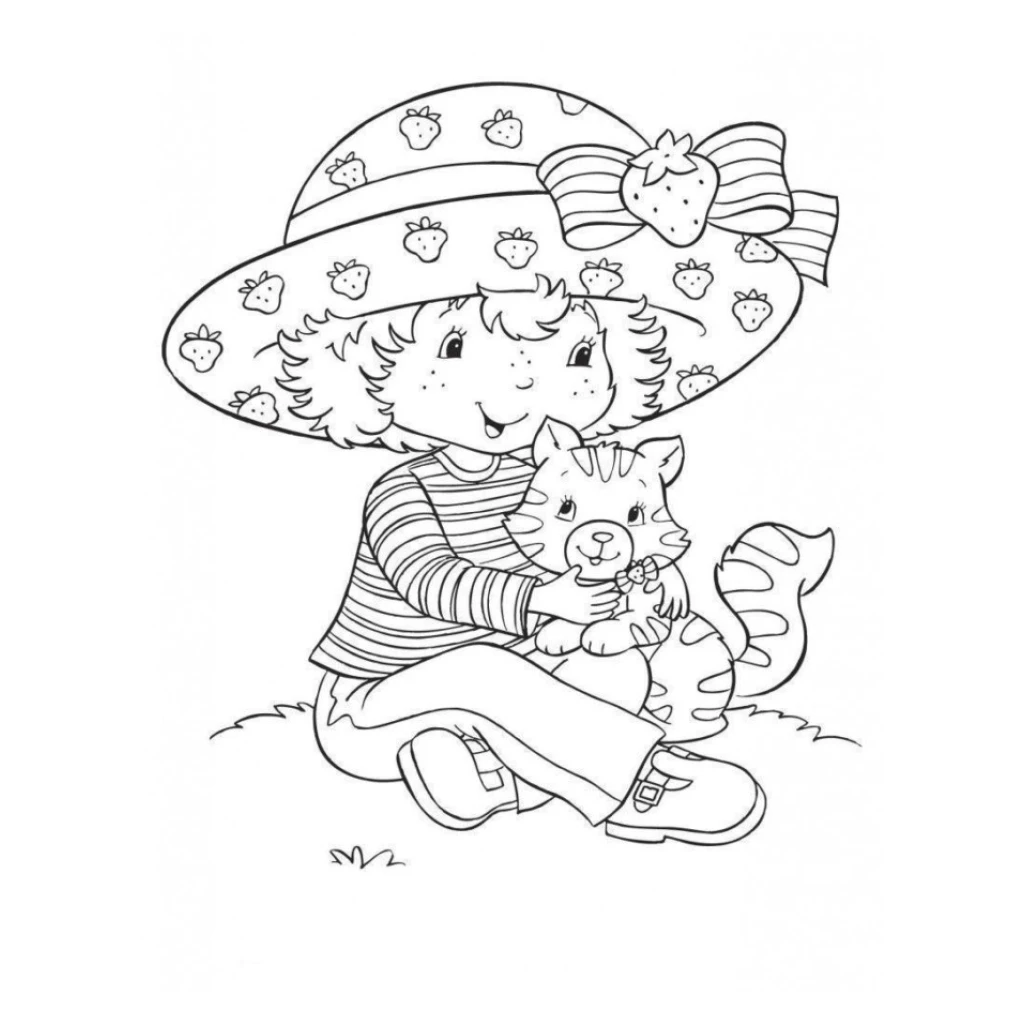 Dibujo de Niña Con Gato para colorear e imprimir gratis