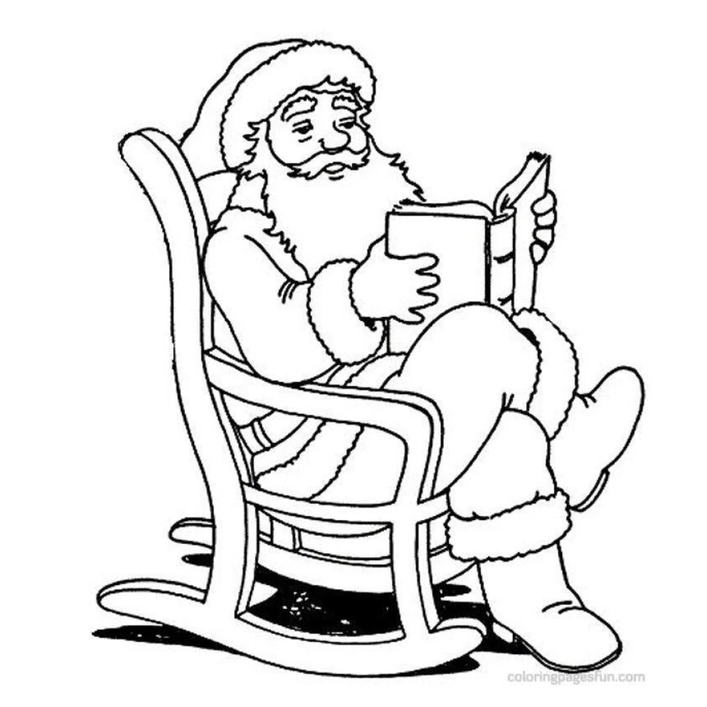 Santa Claus Reading A Book coloring page to print for free
