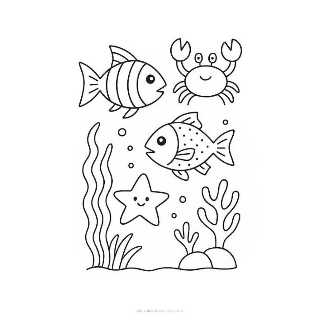 Desenho de Peixes E Vida Marinha para colorir e imprimir grátis