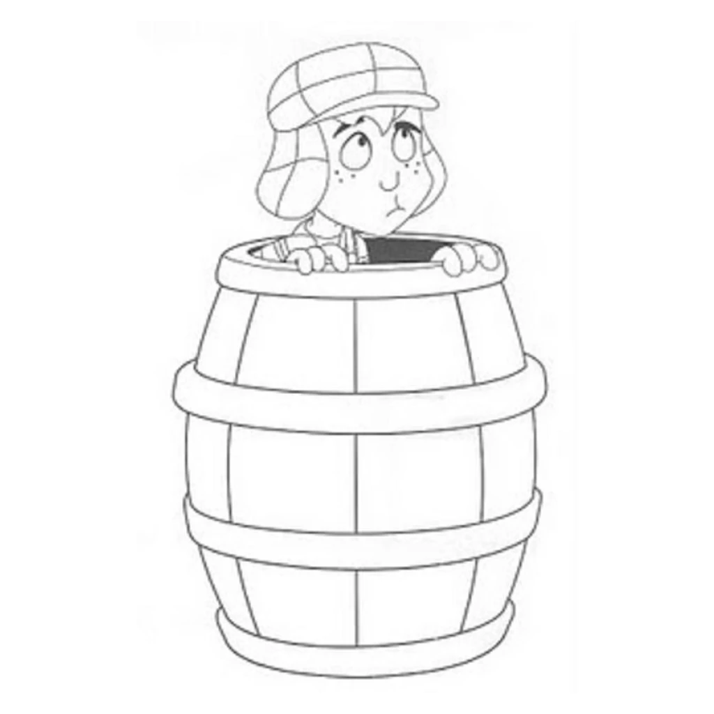 Desenho de Personagem Chaves no Barril para colorir e imprimir grátis